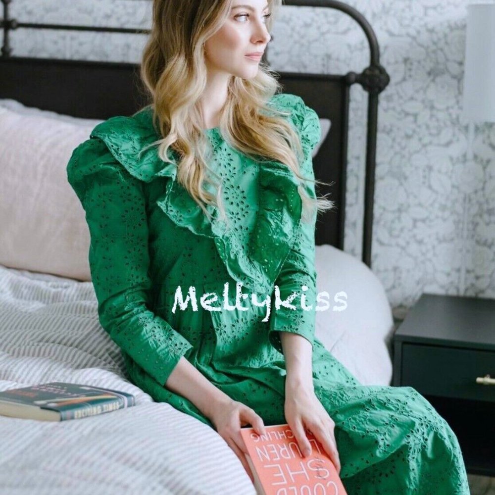 NWT ZARA MIDI DRESS CUTWORK EMBROIDERY Sz-M-&-L